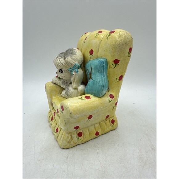Enesco Coin Bank Poodle Dog In Chair Vintage RARE - Picture 4 of 16